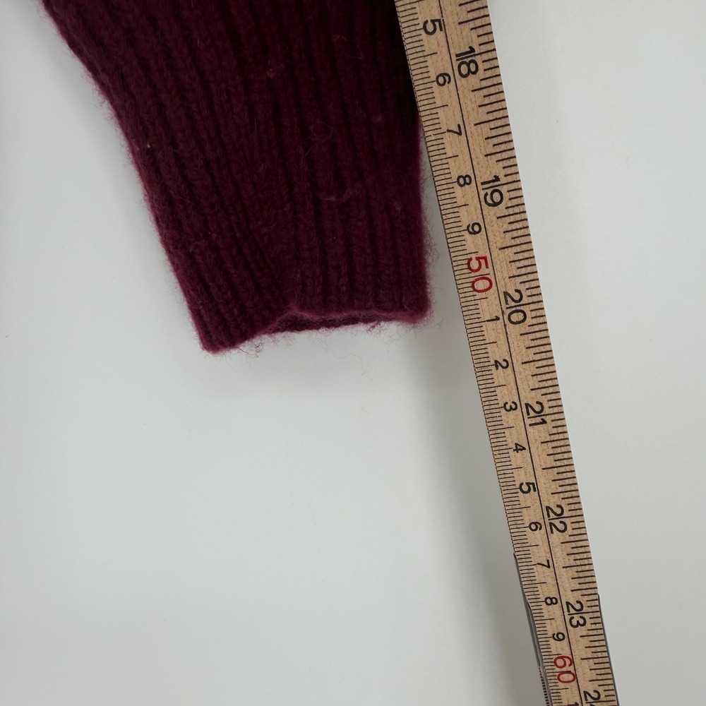 Vince Oversized Wool & Cashmere Cardigan Burgundy Ribbed V-Neck XS - Picture 13 of 14